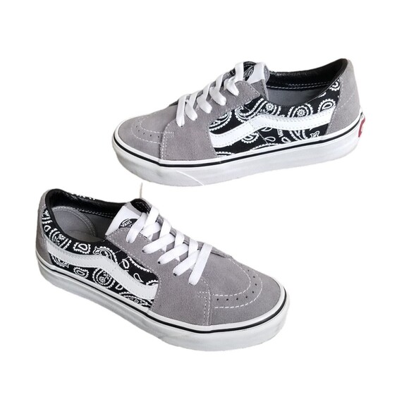 Vans Shoes - Vans Sk8-Low Paisley Gray Suede Sneakers Womens Size 6 EUC